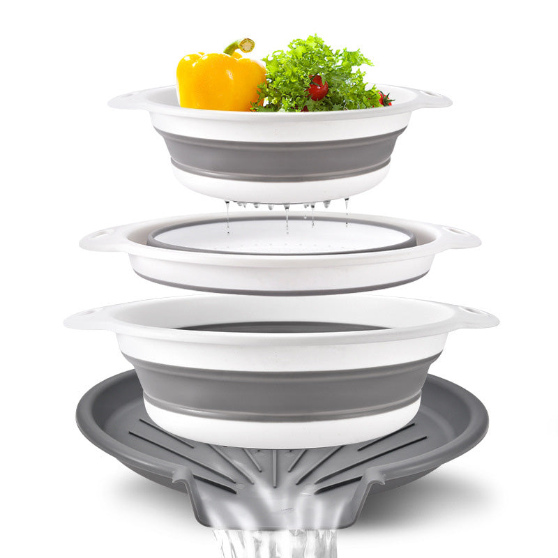 π₯ 3-Piece Collapsible Colander Set with Draining Base β Space-Saving Kitchen Strainers for Fruits, Pasta & Vegetables