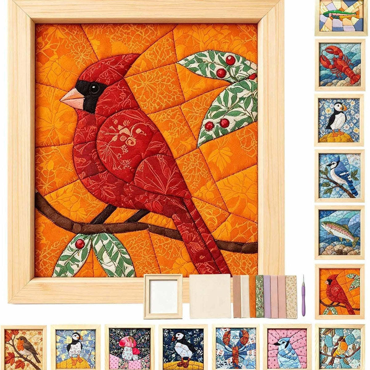 Kinusaiga No Sew Bird Fabric Art Kit