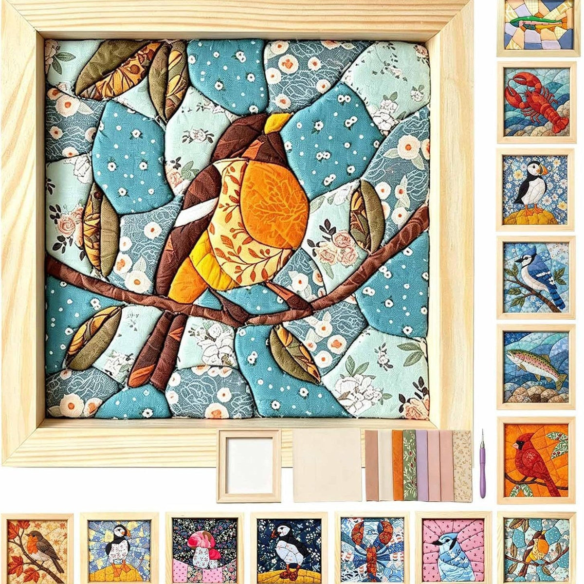 Kinusaiga No Sew Bird Fabric Art Kit