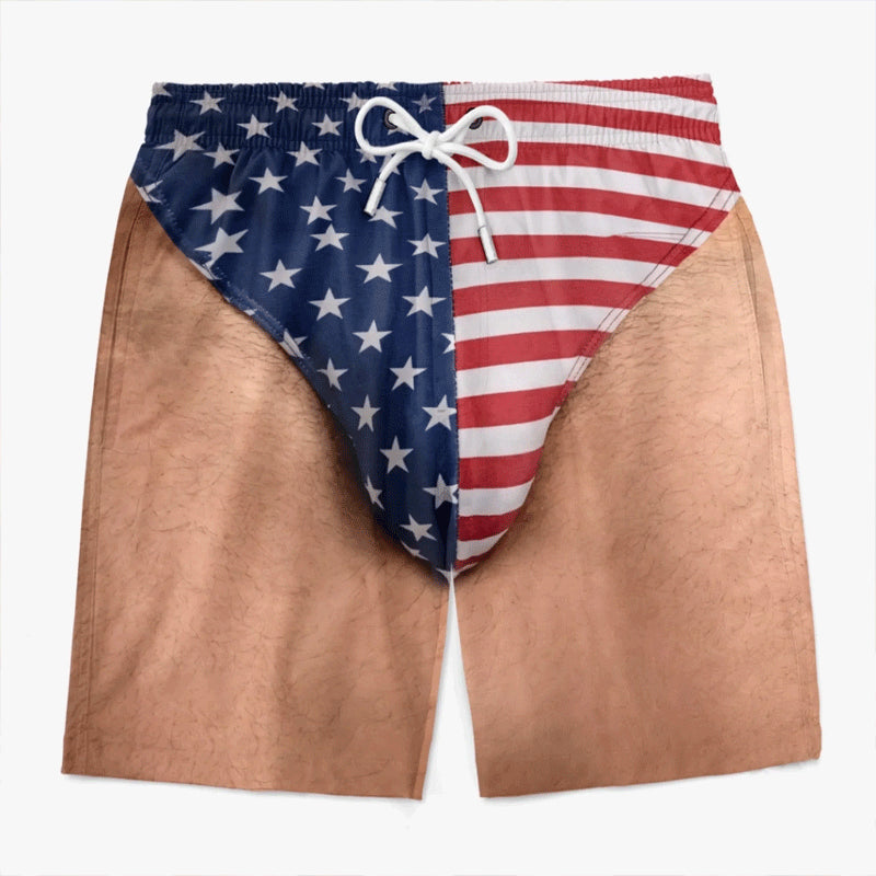 🩳 Personalized Custom Funny Patriotic Swim Trunks for Men, USA Flag Print Quick Dry Board Shorts, Summer Beach Swimwear
