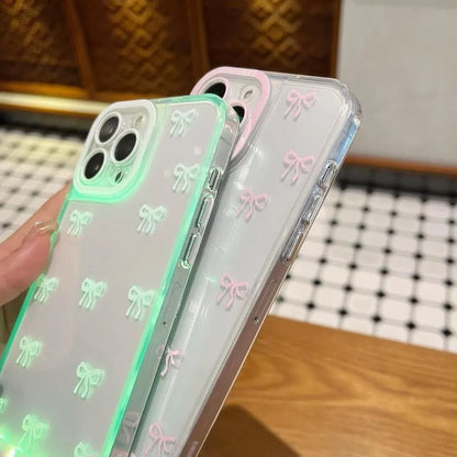 📱Vibrant LED Bowknot Phone Case, Compatible with iPhone 11/12/13/14/15/16/17 Pro/Pro Max