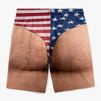 🩳 Personalized Custom Funny Patriotic Swim Trunks for Men, USA Flag Print Quick Dry Board Shorts, Summer Beach Swimwear