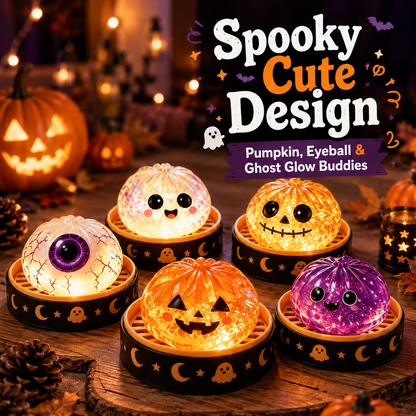 🎃 Spooky Cute Light-Up Steamer Bun Squeeze Toy