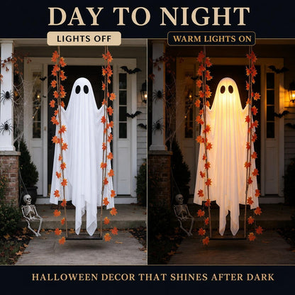 🎃Halloween Early Sale👻 LED Light-Up Swinging Ghost Halloween Decoration