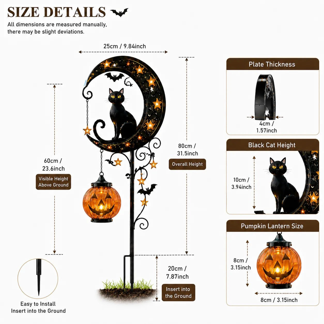 🔥 55% OFF TODAY 👻 Solar Halloween Garden Stake Light with Black Cat & Pumpkin