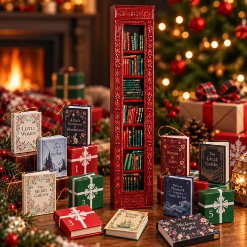 📚 25-Day Christmas Book Advent Calendar with Miniature Book Ornaments