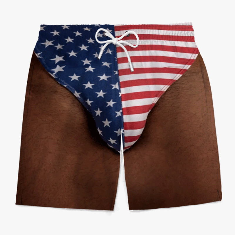 🩳 Personalized Custom Funny Patriotic Swim Trunks for Men, USA Flag Print Quick Dry Board Shorts, Summer Beach Swimwear