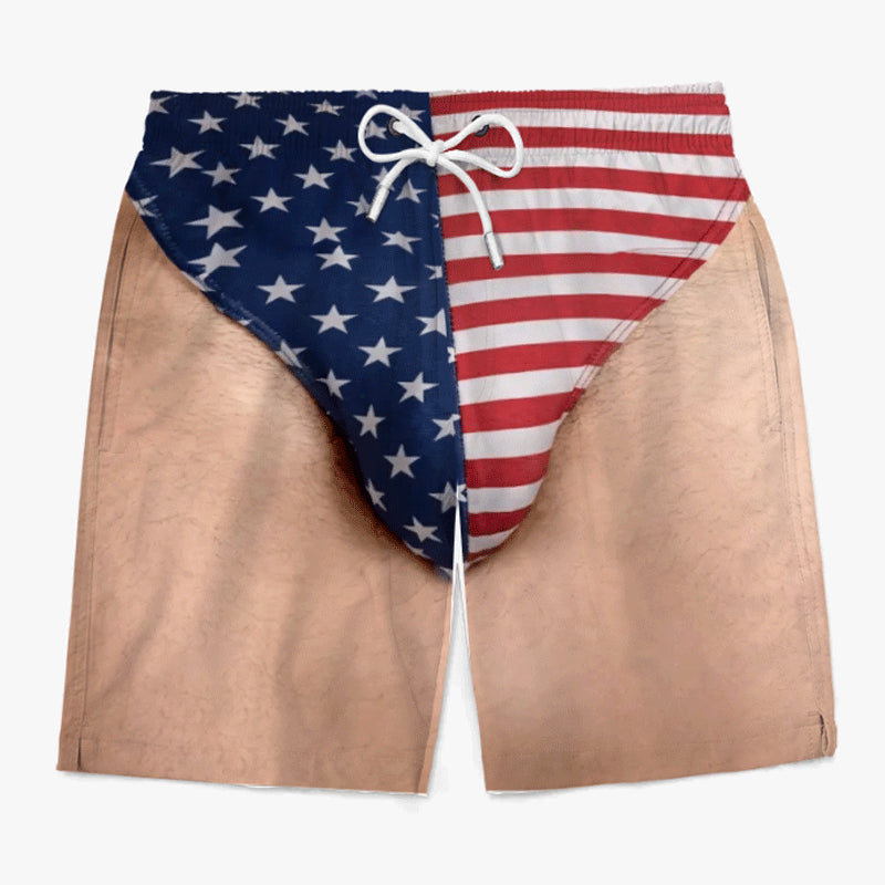 🩳 Personalized Custom Funny Patriotic Swim Trunks for Men, USA Flag Print Quick Dry Board Shorts, Summer Beach Swimwear