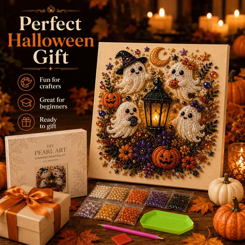 🔥HALLOWEEN SALE 👻✨ Halloween Pearl Art DIY Kit – Turn Tiny Pearls into Spooky-Cute Magic