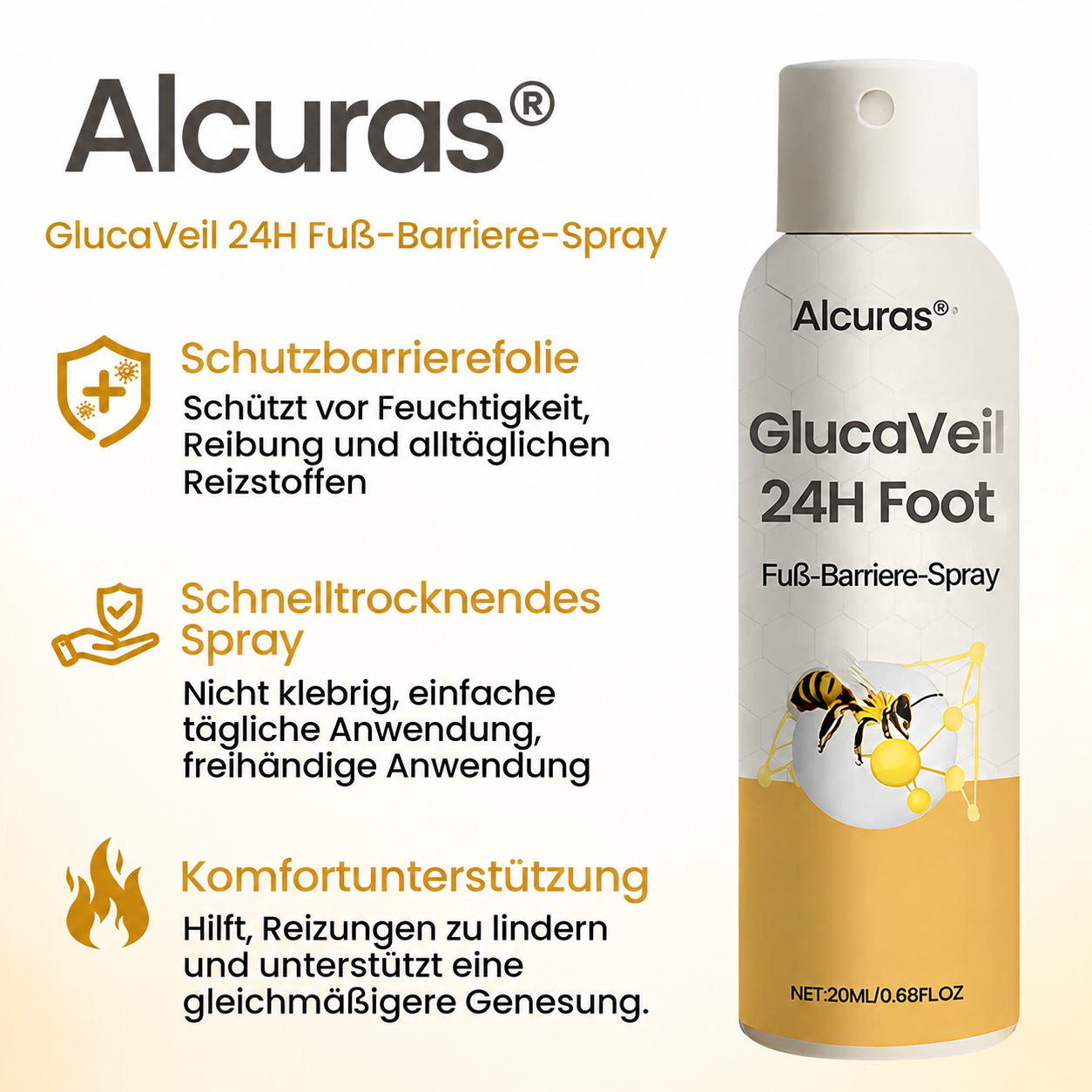 Alcuras® GlucaVeil 24H Fuß-Barriere-Spray