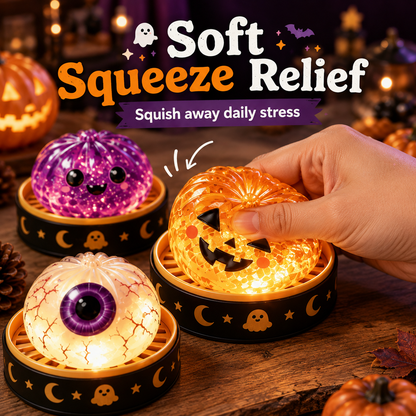 🎃 Spooky Cute Light-Up Steamer Bun Squeeze Toy