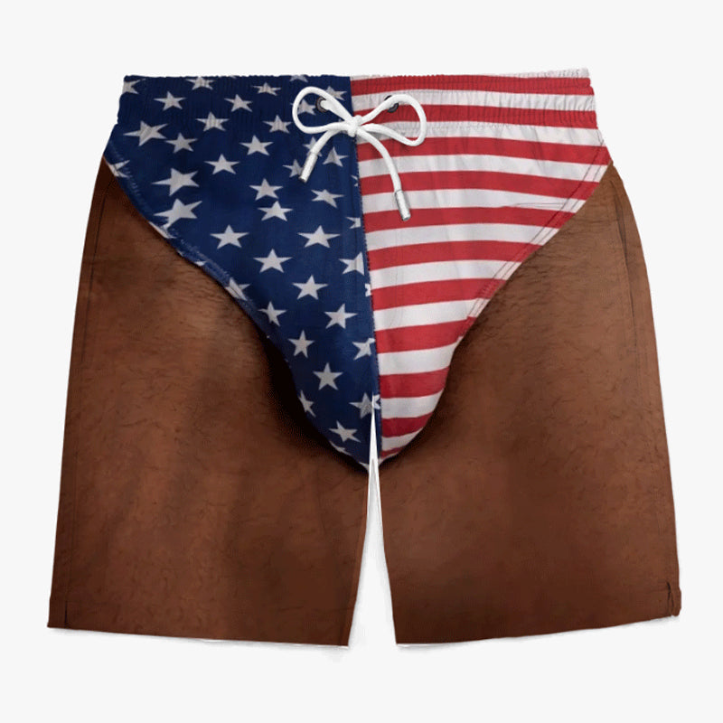 🩳 Personalized Custom Funny Patriotic Swim Trunks for Men, USA Flag Print Quick Dry Board Shorts, Summer Beach Swimwear