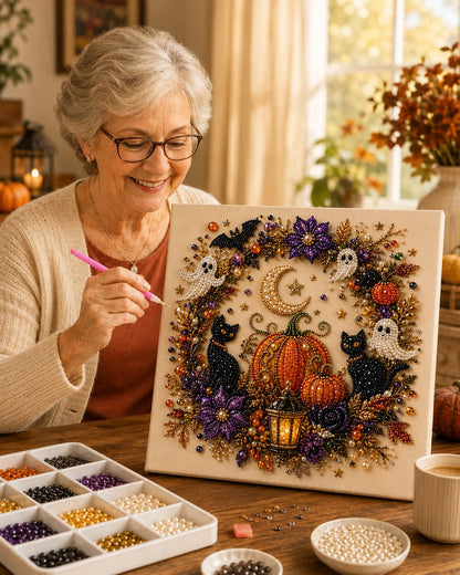 🔥HALLOWEEN SALE 👻✨ Halloween Pearl Art DIY Kit – Turn Tiny Pearls into Spooky-Cute Magic