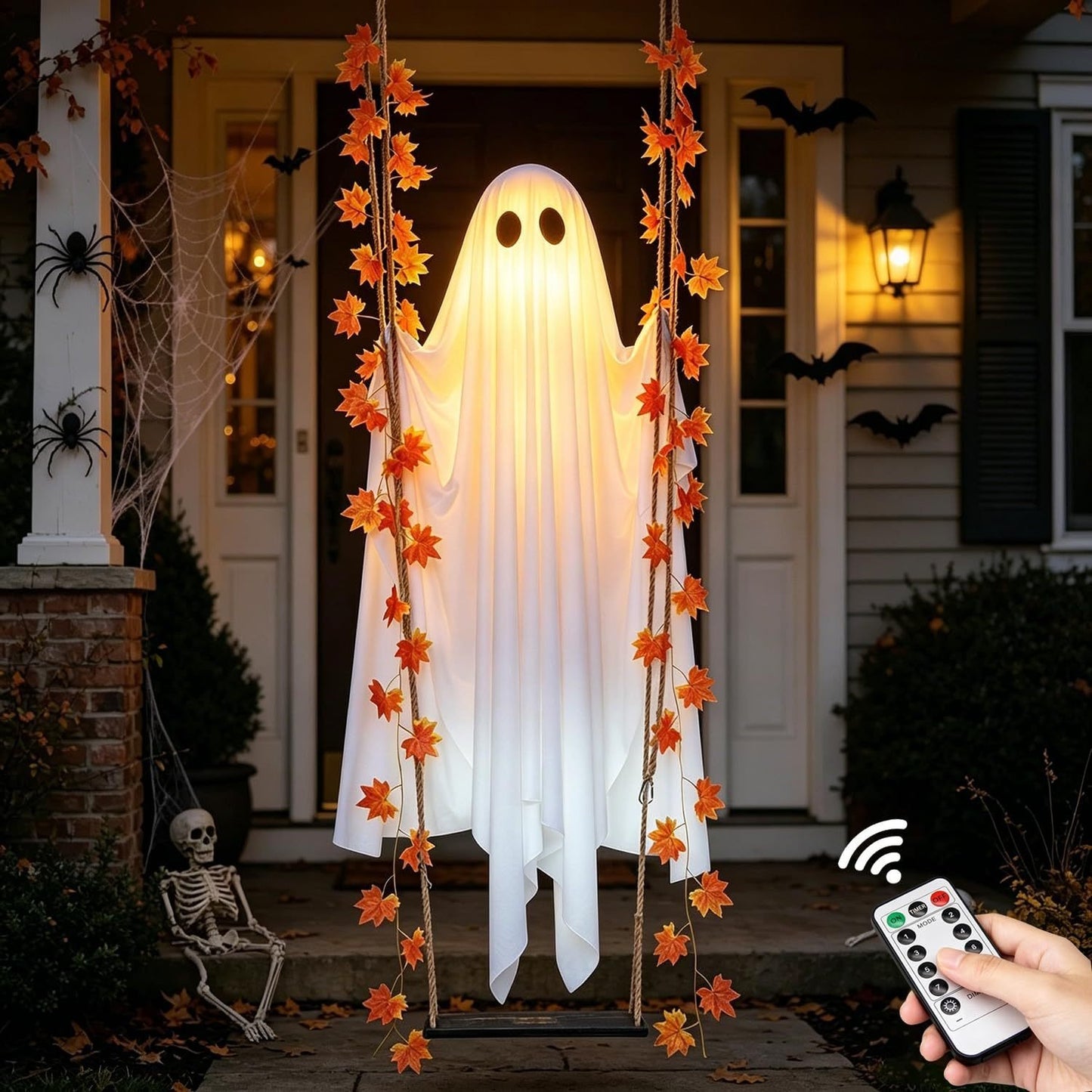 🎃Halloween Early Sale👻 LED Light-Up Swinging Ghost Halloween Decoration