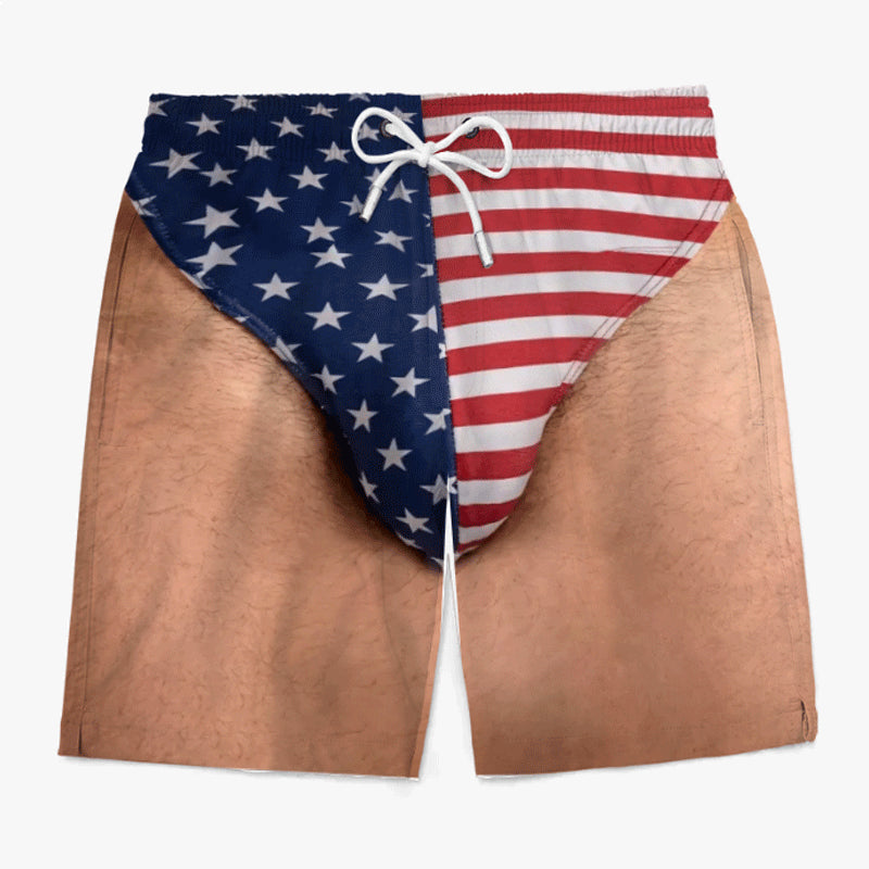 🩳 Personalized Custom Funny Patriotic Swim Trunks for Men, USA Flag Print Quick Dry Board Shorts, Summer Beach Swimwear