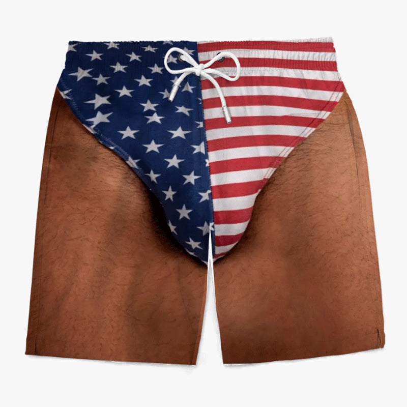 🩳 Personalized Custom Funny Patriotic Swim Trunks for Men, USA Flag Print Quick Dry Board Shorts, Summer Beach Swimwear