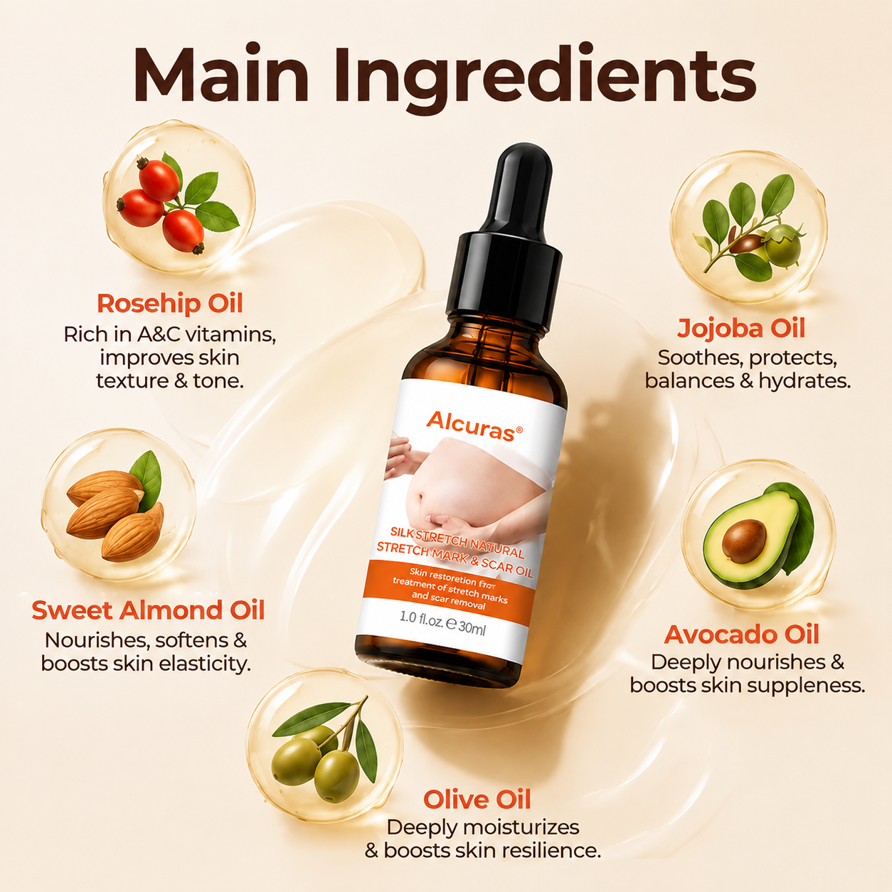 Alcuras® SilkStretch Natural Stretch Mark & Scar Oil ( Imported )