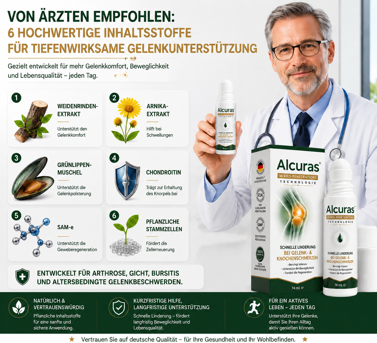 Alcuras® 0,05 mm Mikro-Nadel-Roller zur Unterstützung der Knochen- und Gelenkregeneration (0.05mm)