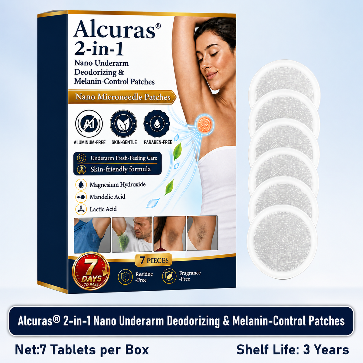 Alcuras® 2-in-1 Nano Underarm Deodorizing & Melanin-Control Patches