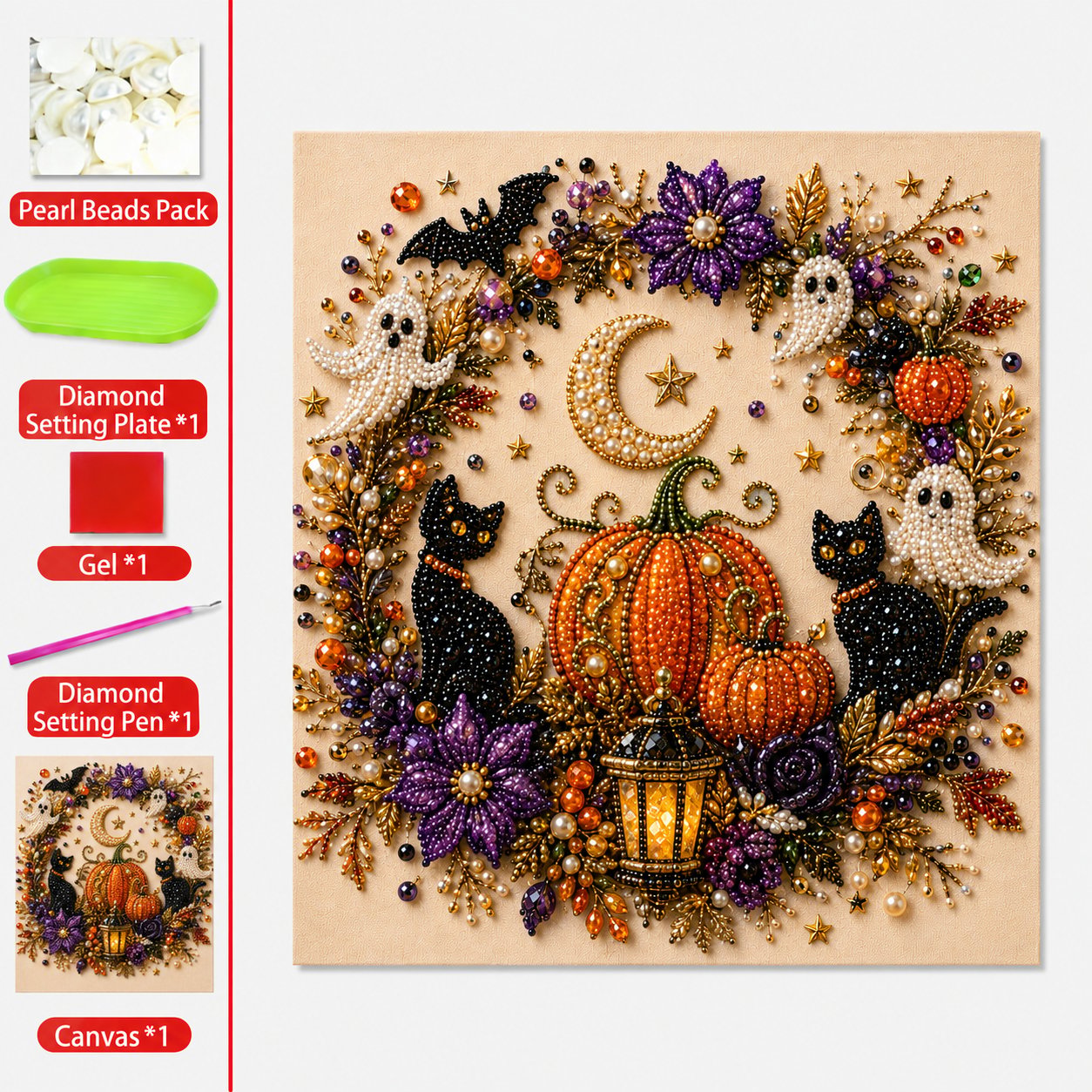 🔥HALLOWEEN SALE 👻✨ Halloween Pearl Art DIY Kit – Turn Tiny Pearls into Spooky-Cute Magic