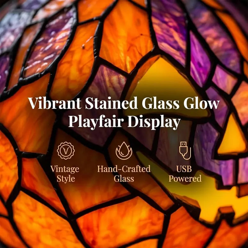 Halloween Stained Glass Style Pumpkin Table Lamp