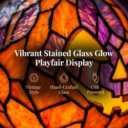 Halloween Stained Glass Style Pumpkin Table Lamp