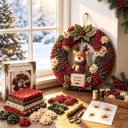 🎉Last Day 50% OFF🎄3D Fabric Poke Christmas Wreath DIY Kit