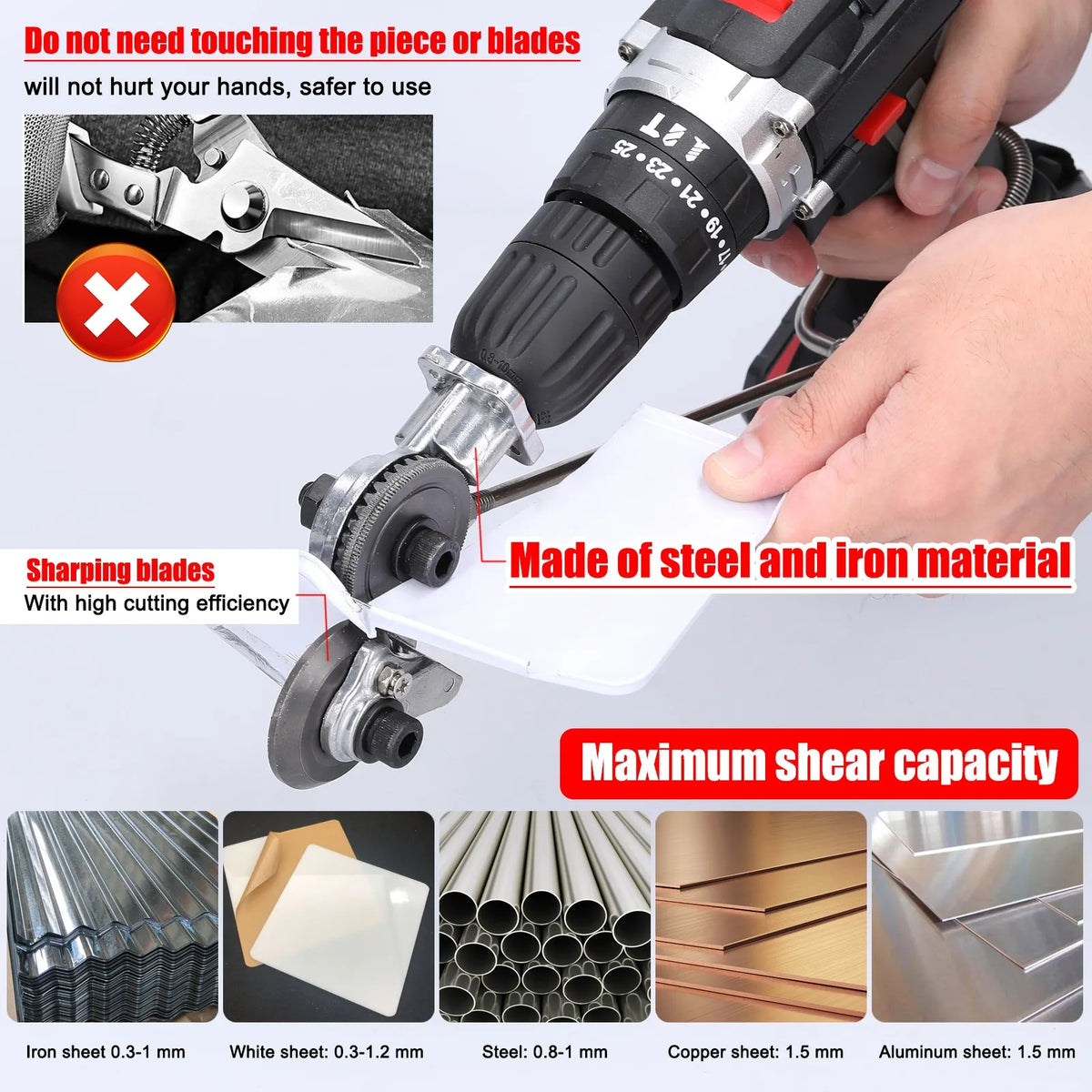 🔩 Metal Shear Drill Attachment