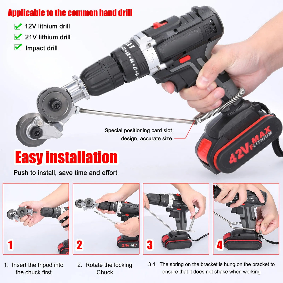 🔩 Metal Shear Drill Attachment