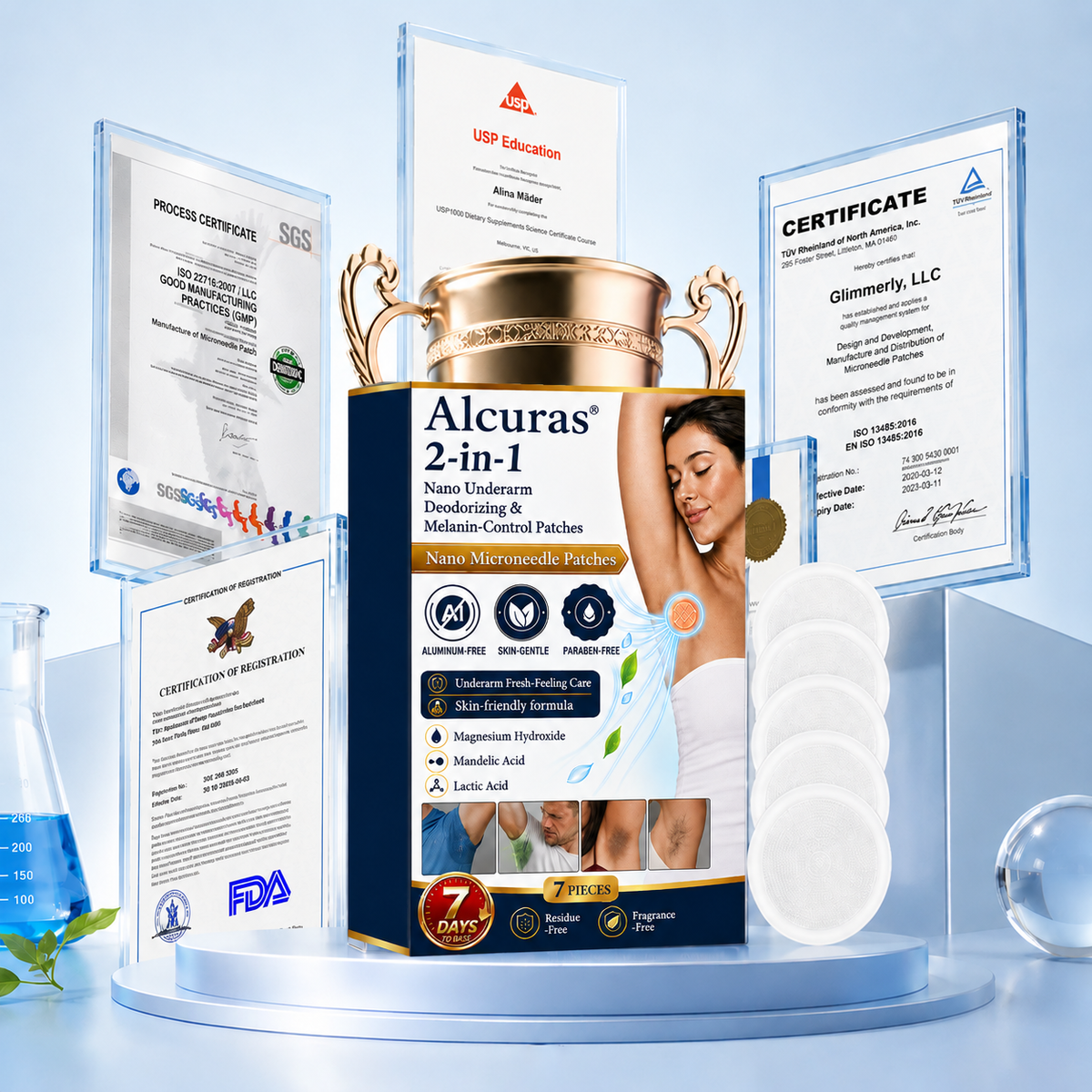 Alcuras® 2-in-1 Nano Underarm Deodorizing & Melanin-Control Patches
