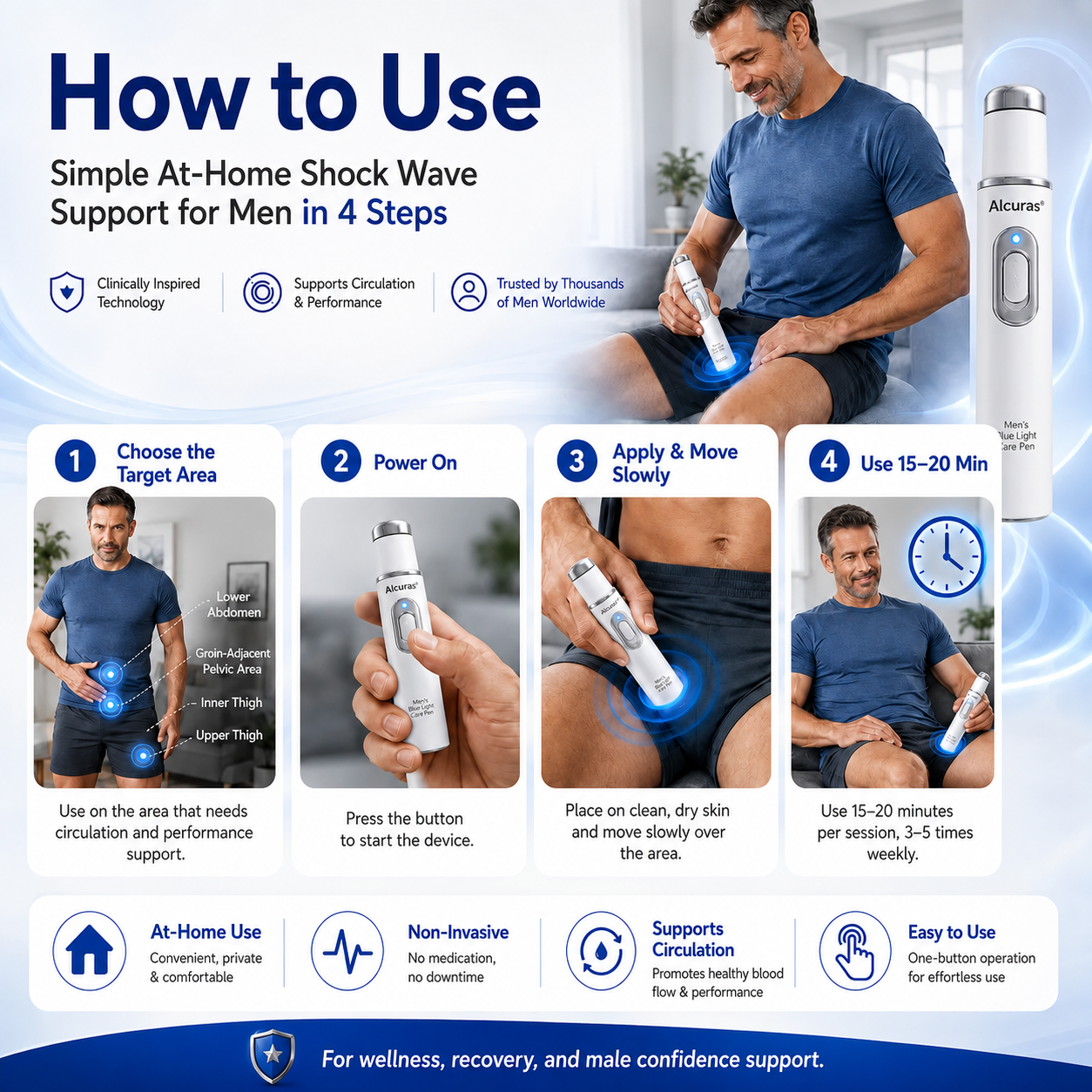 💪Advanced Acoustic Shockwave Therapy restores penile tissue health to enhance rise rigidity, stamina, and male performance confidence, relieving muscle pain, joint stiffness, tendon discomfort📈