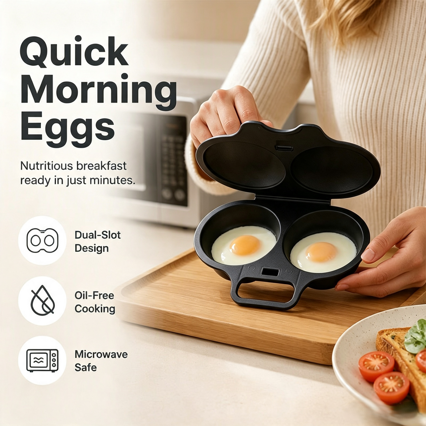 🥳2026 HOT SALE🥳💞50K+ SOLD! 🥗🎁 50% OFF! Microwave Egg Poacher——Dual‑cavity, non‑stick & easy clean. Healthier than frying – stock up & save!