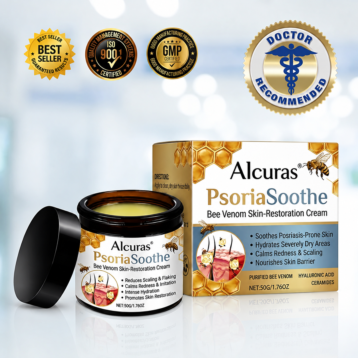 Alcuras® PsoriaSoothe Bee Venom Skin-Restoration Cream