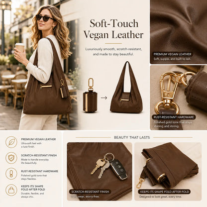 NumerostyTM Varelli Charm Transformable Bag – Stylish Vegan Leather Tote & Keychain Charm