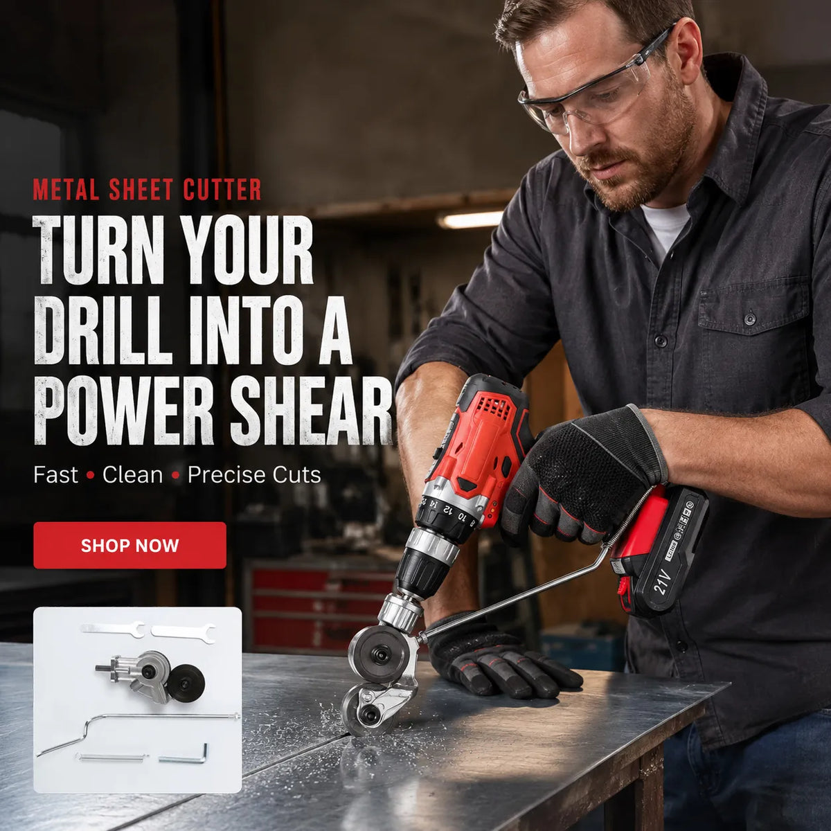 🔩 Metal Shear Drill Attachment