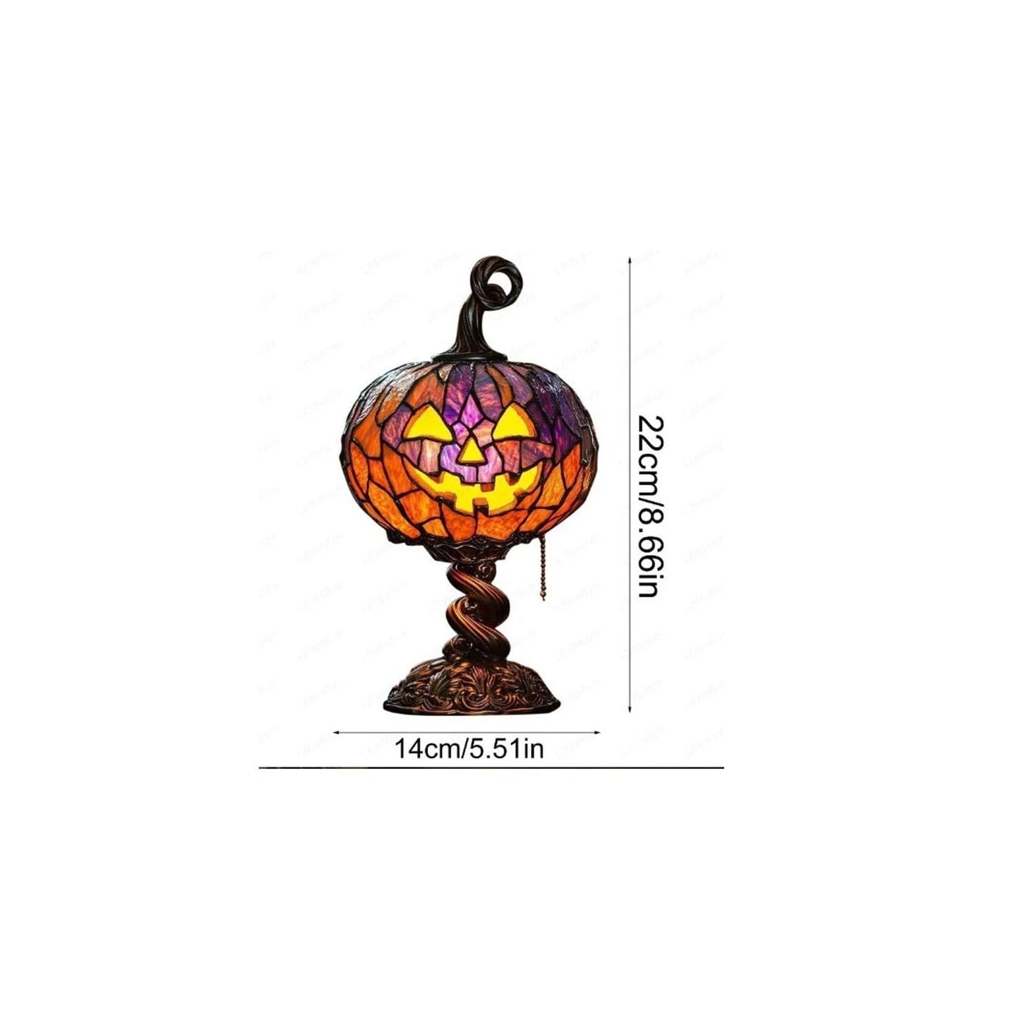 Halloween Stained Glass Style Pumpkin Table Lamp