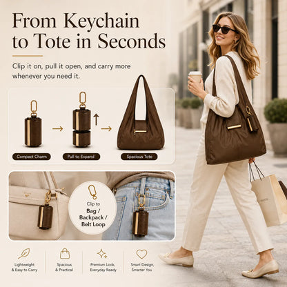 NumerostyTM Varelli Charm Transformable Bag – Stylish Vegan Leather Tote & Keychain Charm