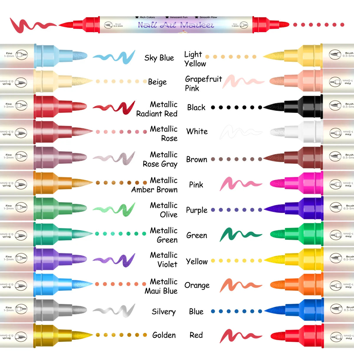 12/24 Colors Nail Art Pens – DIY 3D Markers for Drawing, Dotting & Manicure