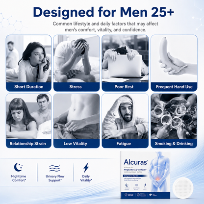 Alcuras® Advanced Prostate & Vitality Microneedle Patch Designed for Men 25+ with Nighttime Bathroom Trips, Weak Flow & Low Energy