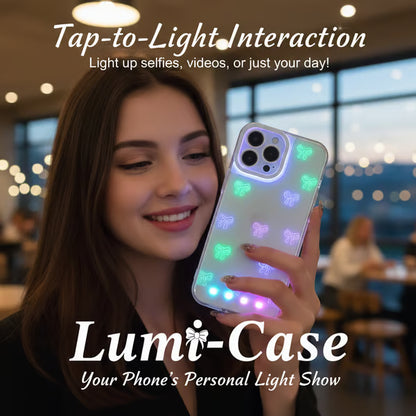 📱Vibrant LED Bowknot Phone Case, Compatible with iPhone 11/12/13/14/15/16/17 Pro/Pro Max