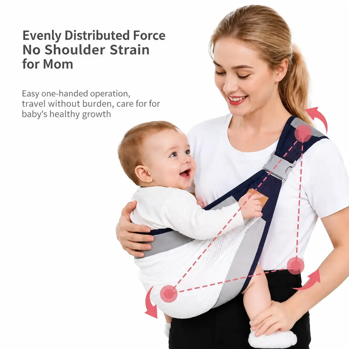 Adjustable single-shoulder portable strap | Lightweight and breathable mesh hip strap