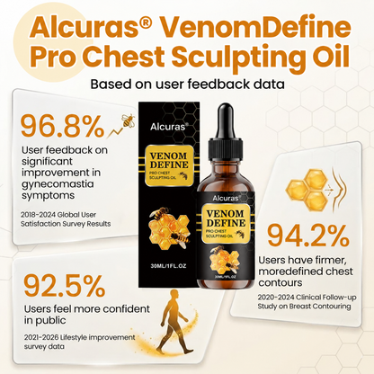🔥🔥 MEN’S CHEST-CONTOUR UPGRADE💪 Alcuras®  VenomDefine Pro Chest Sculpting Oil 🐝 Daily Bee Venom Support for a Firmer-Looking, More Defined Chest