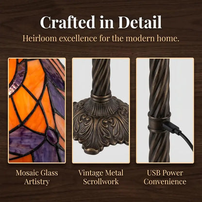 Halloween Stained Glass Style Pumpkin Table Lamp