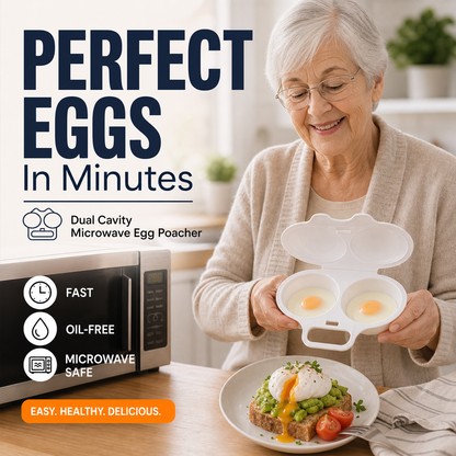 🥳2026 HOT SALE🥳💞50K+ SOLD! 🥗🎁 50% OFF! Microwave Egg Poacher——Dual‑cavity, non‑stick & easy clean. Healthier than frying – stock up & save!