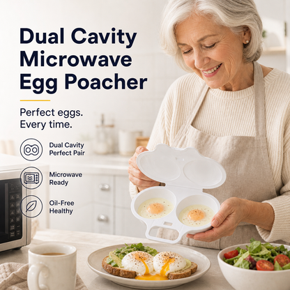 🥳2026 HOT SALE🥳💞50K+ SOLD! 🥗🎁 50% OFF! Microwave Egg Poacher——Dual‑cavity, non‑stick & easy clean. Healthier than frying – stock up & save!