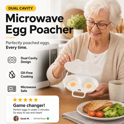 🥳2026 HOT SALE🥳💞50K+ SOLD! 🥗🎁 50% OFF! Microwave Egg Poacher——Dual‑cavity, non‑stick & easy clean. Healthier than frying – stock up & save!