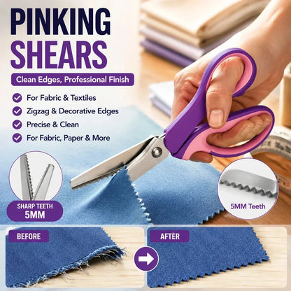 Premium Stainless Steel Pinking Shears – Soft-Grip Zigzag Scissors