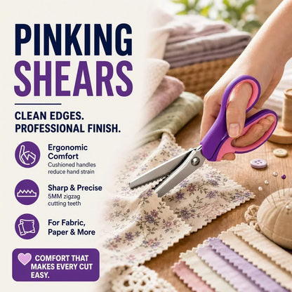Premium Stainless Steel Pinking Shears – Soft-Grip Zigzag Scissors
