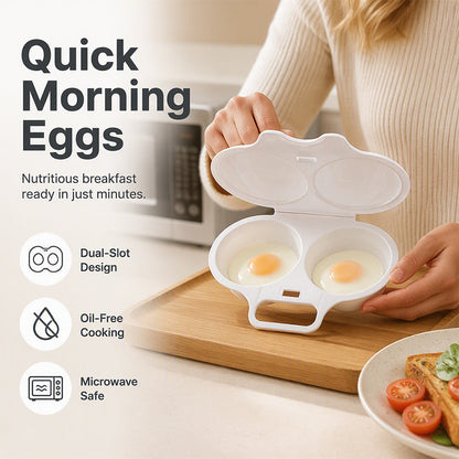 🥳2026 HOT SALE🥳💞50K+ SOLD! 🥗🎁 50% OFF! Microwave Egg Poacher——Dual‑cavity, non‑stick & easy clean. Healthier than frying – stock up & save!