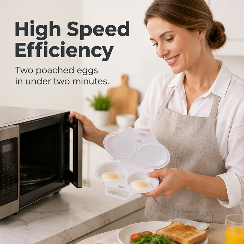🥳2026 HOT SALE🥳💞50K+ SOLD! 🥗🎁 50% OFF! Microwave Egg Poacher——Dual‑cavity, non‑stick & easy clean. Healthier than frying – stock up & save!
